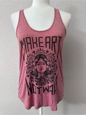 OBEY "Make Art Not War" Graphic Tank Top Racerback Womens Size Small Red
